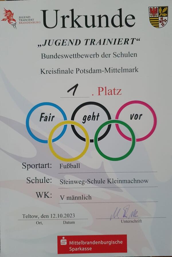 Bild vergr&ouml;&szlig;ern: Urkunde-Fu&szlig;ball