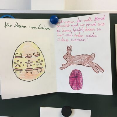 Bild vergr&ouml;&szlig;ern: Im Unterricht gestaltete Osterkarte